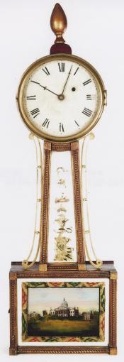 A gilt and rope framed wall timepiece or banjo clock attributed to William Cummens of Roxbury, MA. 214106.