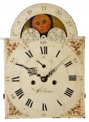 William Crane, Canton, Massachusetts. Moon phase clock dial. 222030. Delaney Antique Clocks.