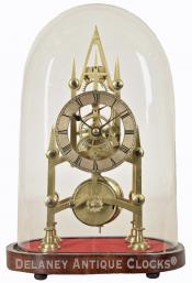 An English-made Skeleton Clock. Time-only. 222082. Delaney Clocks.