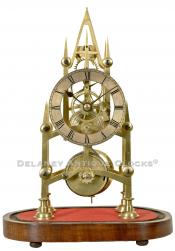 An English-made Skeleton Clock. Time-only. 222082. Delaney Antique Clocks.