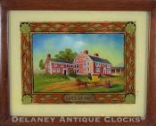 Sudburt's Wayside Inn. Lower glass. Waltham banjo. 222100. Delaney Antique Clocks.