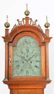 Asahel Cheney, Northfield, MA, Clockmaker. Cherry case tall clock. DD-160. Delaney Antique Clocks.