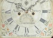 Asahel Cheney, Northfield, MA. Clock dial. DD-160. Delaney Antique Clocks.