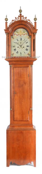 Samuel Ranlet of Monmouth, Maine. A red washed birch case tall clock. VV-128.