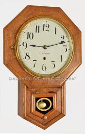 Seth Thomas 10 Inch Drop Octagon school clock. 215031. Delaney Antique Clocks.