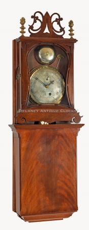 Ted E. Burleigh Jr's reproduction of Aaron Willard's Primitive Wall Timepiece. BBB-17. Delaney Antique Clocks.