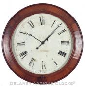 Joseph N. Dunning of Burlington, Vermont. Wall timepiece or gallery clock. Weight driven. PP-157. Delaney Clocks.