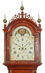 Aaron Willard grandfather clock. QQ-16. Delaney Antique Clocks.