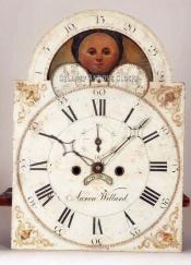 Aaron Willard grandfather clock dial. QQ-16. Delaney Antique Clocks.