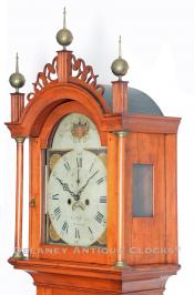 Abel Hutchins of Concord, NH. A tiger maple cased Grandfather clock. XXSL-63. Delaney Antique Clocks.