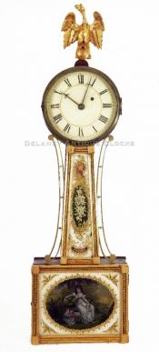 Lemuel Curtis Timepiece Concord, MA. A banjo clock. XX-5. Delaney Antique Clocks.