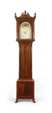 John Bailey Jr. (1787-1883) of New Bedford, MA. An impressive mahogany tall case clock. XXSL-21. Delaney Antique Clocks.