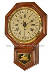 Axtel Calendar wall clock. EN Welch. 222149. Delaney Antique Clocks.