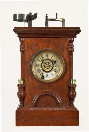 Henry J. Davies. An Illuminating Alarm Clock. Mantel of shelf clock. YY-54. Delaney Antique Clocks.