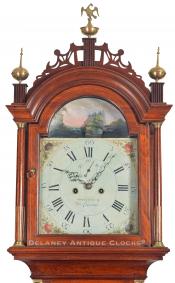 William Cummens Rocking ship dial. Captain George Coggeshall's tall clock. 219027. Delaney Antique Clocks.