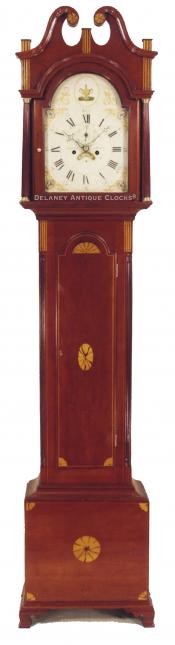 Daniel Porter of Williamstown, Massachusetts. A Rare Federal cherry and inlaid tall case clock. JJ-178. Delaney clocks.