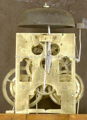 Martin Cheney Windsor, Vermont. Grandfather clock skeletonized movement. 25206. Delaney Antique Clocks.