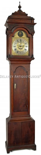 George Crow of Wilmington, Delaware. Grandfather clock. BBB-4. Delaney Antique Clocks.