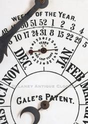 D. J. Gale's Astronomical Calendar Wall Clock dial. 215004. Delaney Antique Clocks.