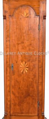 Attributed to the Sturbridge, MA cabinetmaker Oliver Wight. Tall clock door. 222148. Delaney Antique Clocks.