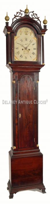 Silas Parsons of Swanzey, NH. A finely proportioned tall case clock that features an 8-day time, strike, and alarm movement. 27217. Delaney Antique Clocks.