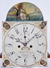 Frederick Wingate of Augusta, Maine. Rocking ship tall dial numbered 118. VV-134. Delaney Antique Clocks.