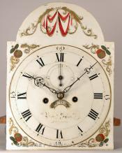 Benjamin Swan tall clock dial. Augusta, Maine. VV-35. Delaney Antique Clocks.