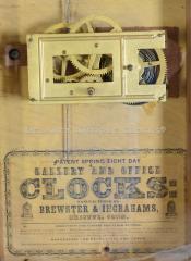 Brewster & Ingrahams galley clock movement and label. 223089.