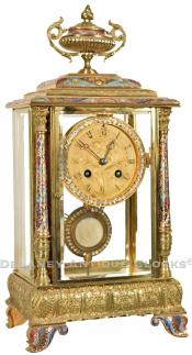 French Crystal Regulator inlaid with champleve. CCC-75. Delaney Antique Clocks.