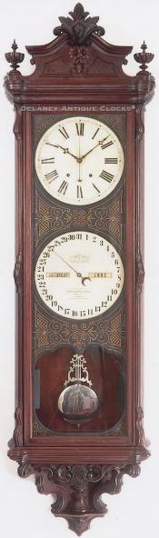 Ithaca NO. 1 Regulator double dial calendar clock with sweep seconds ...