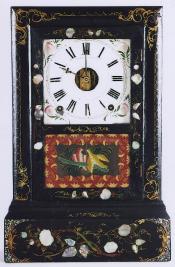 Seth Thomas shelf clock. Plymouth Hollow, Conn. Decorated with mother of pearl. TT-152.