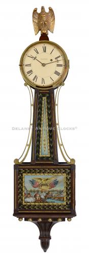 Waltham wall timepiece or banjo clock. VICTORY ON LAKE CHAMPLAIN glasses. 223204.