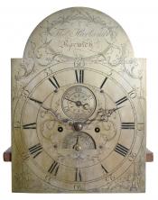 Thomas Harland tall clock dial. DDD-14 Delaney Antique Clocks.