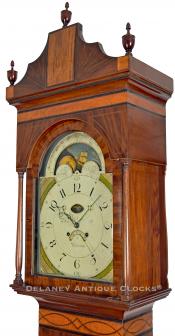 Peter Gift Jr. Clockmaker in Kutztown, PA. Grandfather clock hood. 219111. Delaney Antique Clocks. 219111.