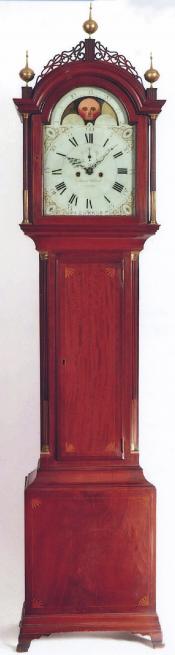 Aaron Willard tall clock with clockmaker's set-up label. TT-90.