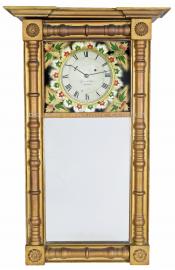 Samuel Abbott mirror clock. 221169. Delaney Antique Clocks.