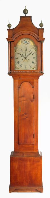 A Berwick, Maine, tall case clock made in the school of Paul Rogers school. 214134. Delaney Clocks.