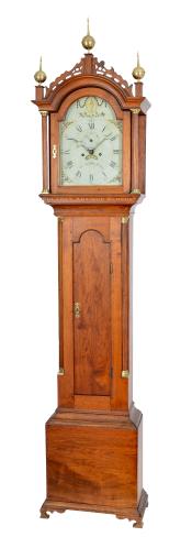 Ezra Batchelder of Danvers, Mass. Grandfather clock. OO-8. Delaney Antique Clocks.