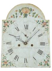 This maple case tall clock was made in Berwick, Maine,clock dial. 221186.