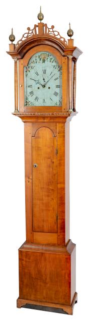 This maple case tall clock was made in Berwick, ME. 221186.