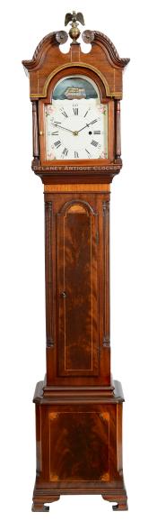 A bench-made Rocking-ship Grandmother clock featuring an E. Howard weight-driven time-only movement. 222144.