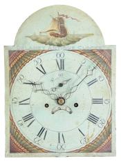 Unsigned New Jersey tall clock dial. XXSL-48. Delaney Antique Clocks.