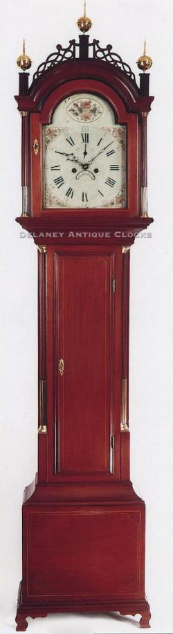 A Boston area circa 1795 inlaid mahogany tall case clock. Unsigned. XXSL32