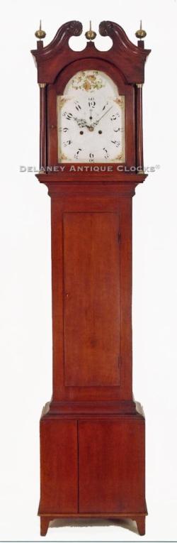 Unsigned cherry cased tall clock of New Hampshire origin. Grandfather clock. 27257.