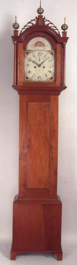 Abel Hutchins of Concord, New Hampshire. A country tall case clock in maple. 29113.