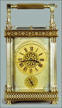 A French made carriage clock. Time, strike and alarm with hour repeat.