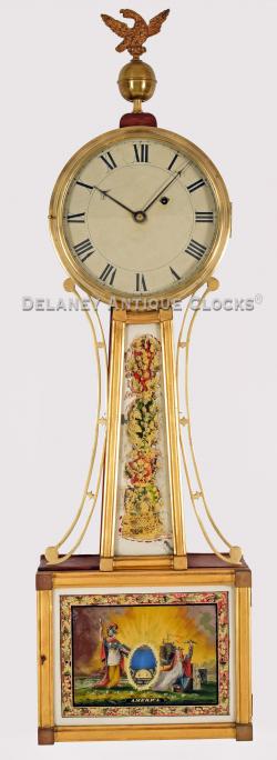 Aaron Willard Jr., of Boston, Massachusetts. A gilt frame wall timepiece or banjo clock. 219013
