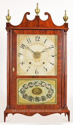 A rare Window Shade Alarm Pillar & Scroll clock made by E. Terry & Sons of Plymouth, CT. ZZ68