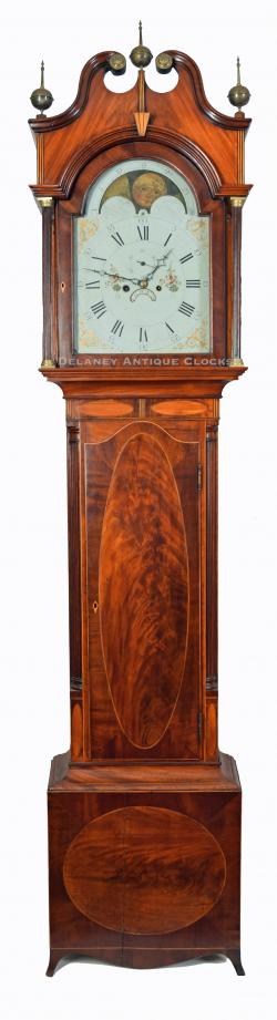 An inlaid mahogany tall clock attributed to Bassett & Warford of Albany, New York. 222084.