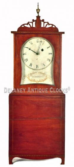 Joseph Loring of Sterling, Massachusetts. An inlaid cherry case Massachusetts shelf clock. 213022.